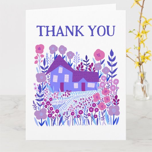 DANK U Schattigee Boerderij Tuin Huis Paarse Kaart (Gele Bloem)