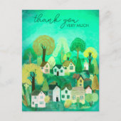 DANK U Schattigee Country Village Illustratie Briefkaart (Voorkant)