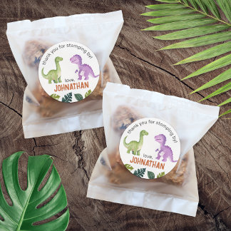 Dank u Schattigee Dinosaurus Verjaardagsfeestje Ronde Sticker