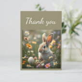 Dank u Schattigee konijn paaseieren bloemen Bedankkaart (Staand voorkant)