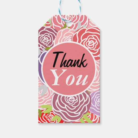 Dank u Schattigee rozen modern ambachtelijk papier Cadeaulabel (Voorkant)
