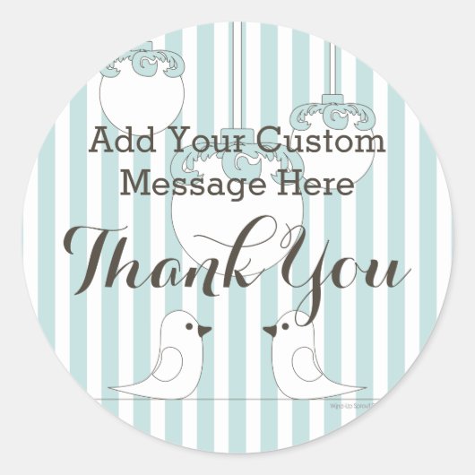 Dank u Schattigee Vogels Baby shower / Verjaardag  Ronde Sticker (Voorkant)