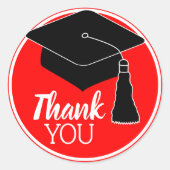 Dank u Schoolkleuren rood en wit Ronde Sticker (Voorkant)