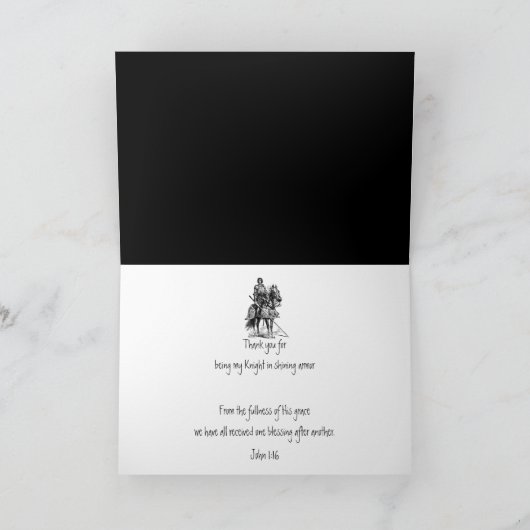 Dank u, Schrift & Ridder in Schijnende Pantser Bedankkaart (Binnen)
