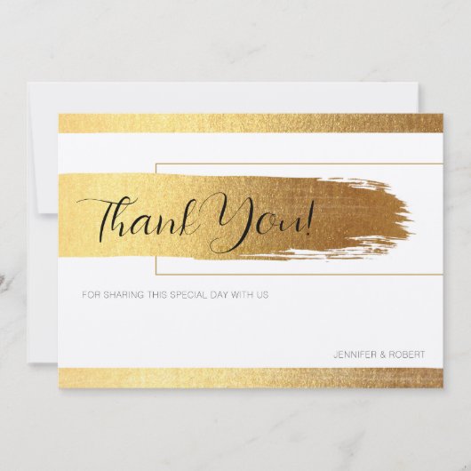 Dank u schrift typografie gouden rand bedankkaart (Voorkant)