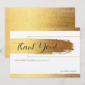 Dank u schrift typografie gouden rand bedankkaart (Voorkant / Achterkant)