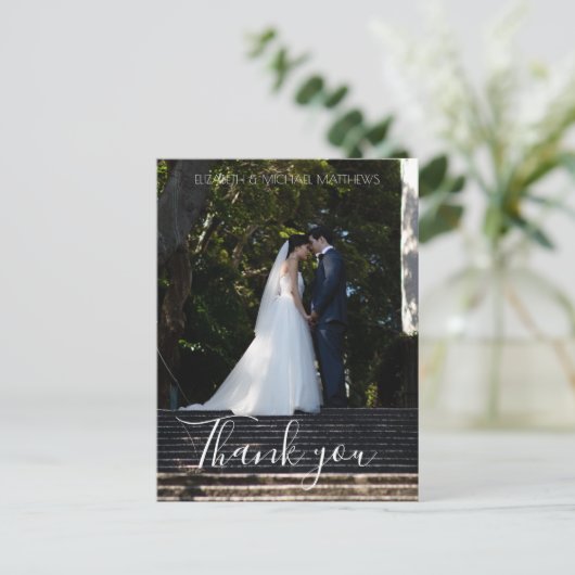 Dank U script aangepaste foto bruiloft dank u Briefkaart (Staand voorkant)