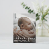 Dank U Script Baby Geboorte Aankondiging Briefkaar Briefkaart (Staand voorkant)