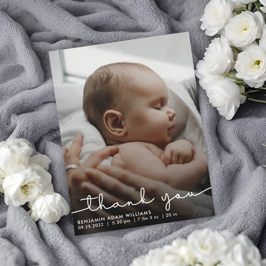 Dank U Script Baby Geboorte Aankondiging Briefkaar Briefkaart