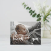 Dank U Script Baby Geboorte Aankondiging Briefkaar Briefkaart (Staand voorkant)