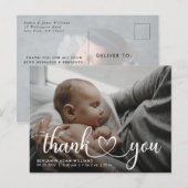 Dank U Script Baby Geboorte Aankondiging Briefkaar Briefkaart (Voorkant / Achterkant)