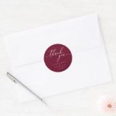 Dank u script bordeaux eenvoudige namen datum ronde sticker (Envelop)