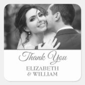 Dank u Script bruiloft foto zilveren gunst Vierkante Sticker (Voorkant)