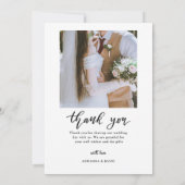 Dank u script bruiloft paar foto elegant bedankkaart (Achterkant)