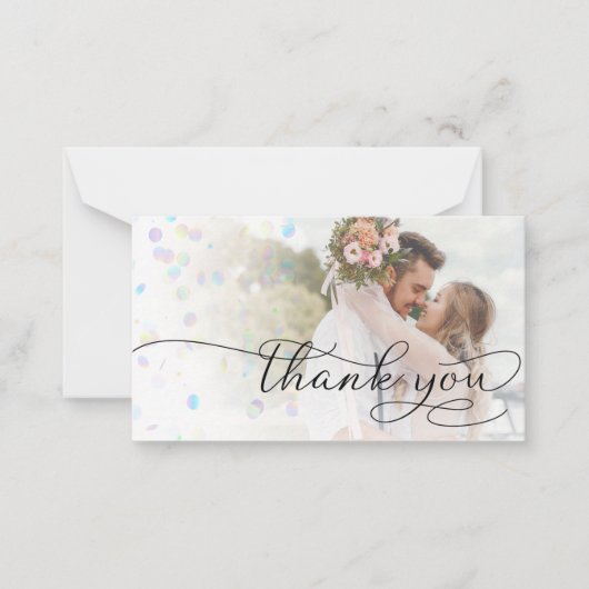 Dank u script bruiloft vervaagde foto notitiekaart notitiekaartje (Voorkant)