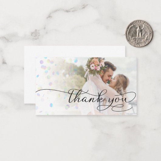 Dank u script bruiloft vervaagde foto notitiekaart notitiekaartje (Voorkant / Achterkant in situ)