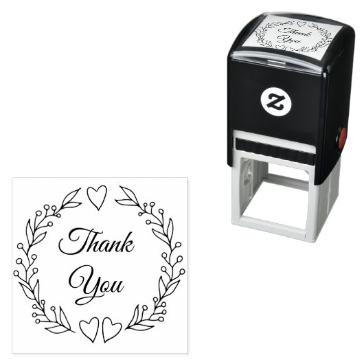 Dank u Script Doodle Botanical Wedding Wreath Zelfinktende Stempel (In situ)