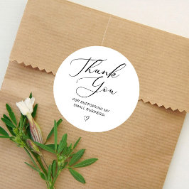 Dank U Script Elegant Hart Klein Bedrijf Ronde Sticker