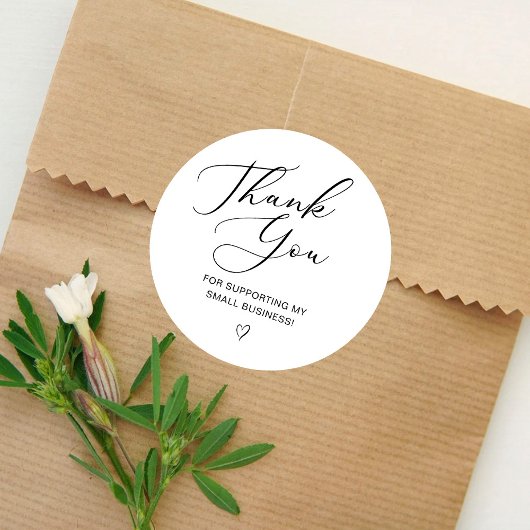 Dank U Script Elegant Hart Klein Bedrijf Ronde Sticker