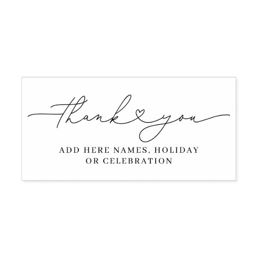 Dank u script | Elegante hart calligrafie namen Rubberstempel (Afrduk)