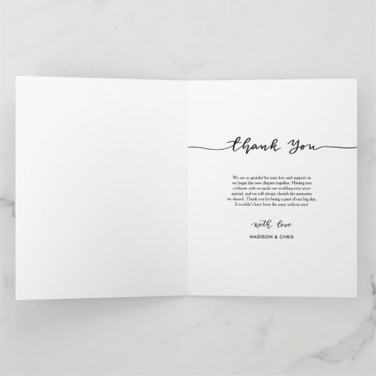 Dank U Script Elegante Trouwfoto Collage Bedankkaart (Binnen)