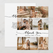 Dank U Script Elegante Trouwfoto Collage Bedankkaart (Voorkant / Achterkant)