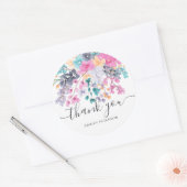 Dank u script gedroogde wilde bloemen waterverf ronde sticker (Envelop)