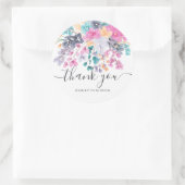 Dank u script gedroogde wilde bloemen waterverf ronde sticker (Tas)