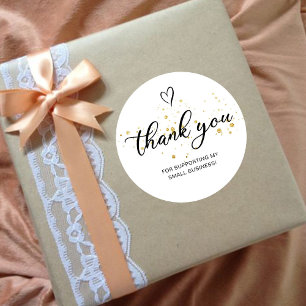 Dank u Script Gold Heart Small Business Ronde Sticker
