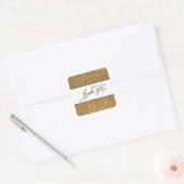 Dank U Script, Gouden Glitter met Witte Band Vierkante Sticker (Envelop)