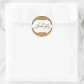 Dank U Script, Gouden Glitter & Sierlijke Band Ronde Sticker (Tas)