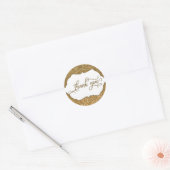 Dank U Script, Gouden Glitter & Sierlijke Band Ronde Sticker (Envelop)