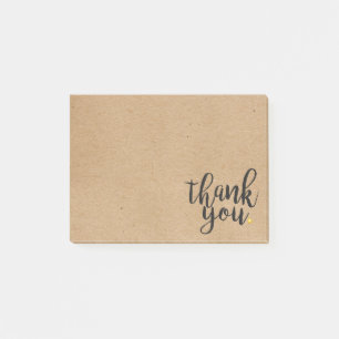 Dank U Script Gouden Hart Rustieke Kraft Post-it® Notes
