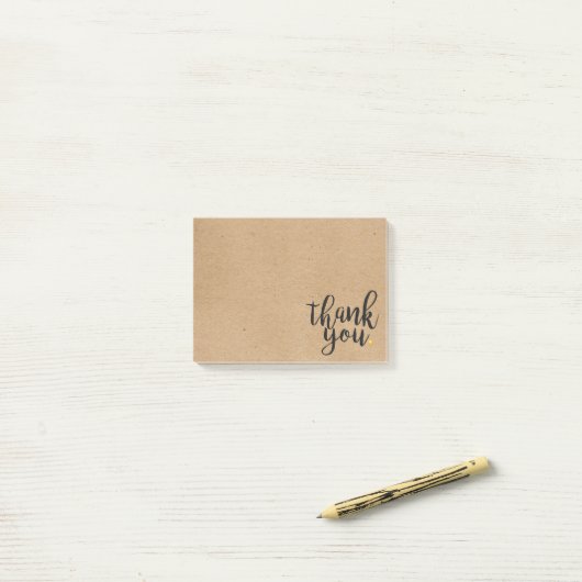 Dank U Script Gouden Hart Rustieke Kraft Post-it® Notes (Op bureau)