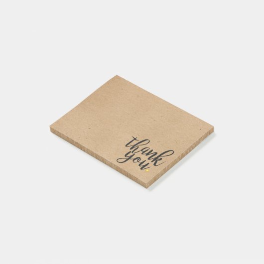 Dank U Script Gouden Hart Rustieke Kraft Post-it® Notes (Schuin)