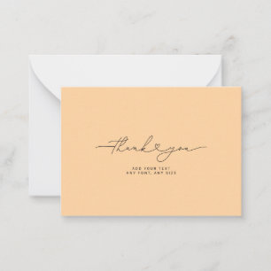 Dank U Script Hart Elegant 3,5"X2,5" Oranje Notitiekaartje