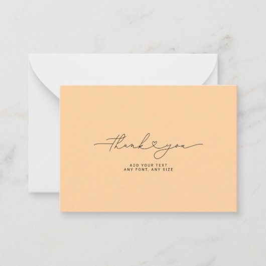 Dank U Script Hart Elegant 3,5"X2,5" Oranje Notitiekaartje (Voorkant)
