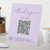 Dank U Script Hart Scan Me QR Code Logo paars Reclamebord Met Voetstuk (Insitu)