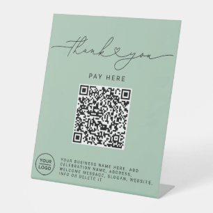 Dank U Script Hart Scan Me QR Code Logo sage Reclamebord Met Voetstuk