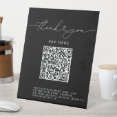 Dank U Script Hart Scan Me QR Code Logo zwart Reclamebord Met Voetstuk (Insitu)