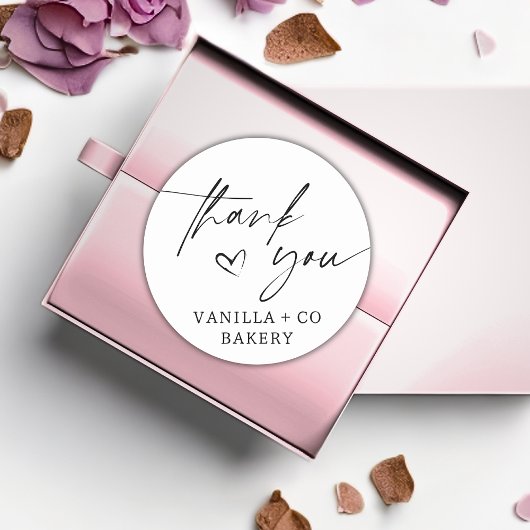 Dank u Script Heart Baked Goods Bakkerij Business Ronde Sticker