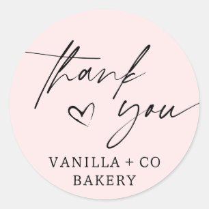 Dank u Script Heart Baked Goods Bakkerij Business Ronde Sticker