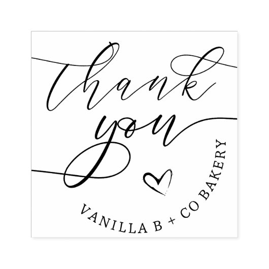 Dank u Script Heart Baked Goods Bakkerij Business Rubberstempel (Afrduk)