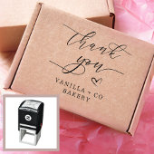 Dank u Script Heart Baked Goods Bakkerij Business Zelfinktende Stempel