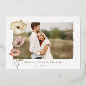 Dank u Script IJslandse Waterverf Poppy Foto Folie Uitnodiging (Voorkant)