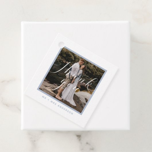 Dank u Script Moderne foto bruiloft Bedankjes Labels (In situ)