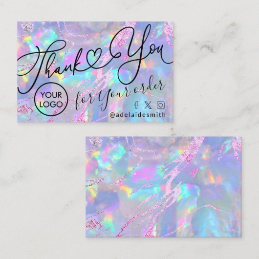 Dank u Script Opal Texture visitekaartje (Voorkant / Achterkant)