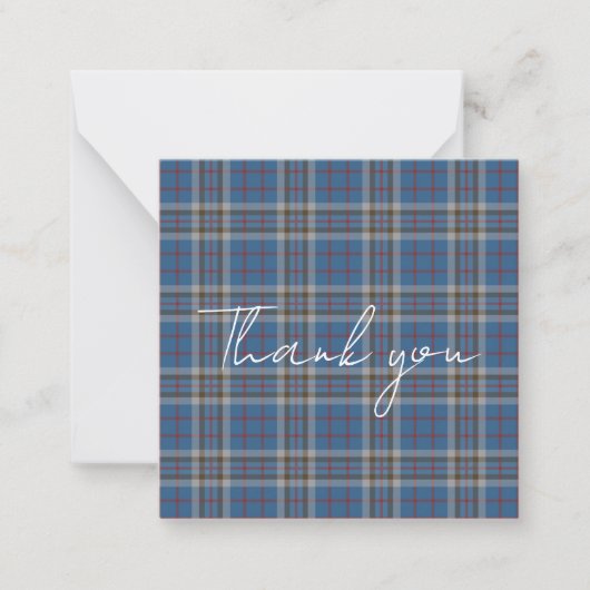 Dank U Script Plaid Tartan Thompson Rustic Notitiekaartje (Voorkant)