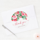 Dank u script rood groen Kerstmis bloesem Ronde Sticker (Envelop)