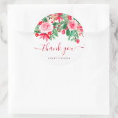 Dank u script rood groen Kerstmis bloesem Ronde Sticker (Tas)